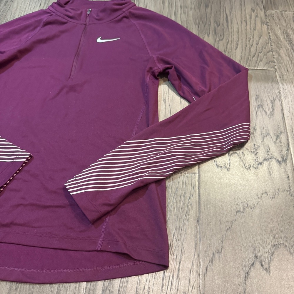 Nike Dri-Fit Running Top XS Womens Quarter Zip Pullover Plum Long Sleeve - Picture 3 of 9